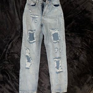 white fox light blue straight leg jeans